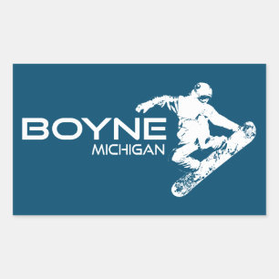 Pegatina Rectangular Boyne Mountain Resort Michigan Snowboarder