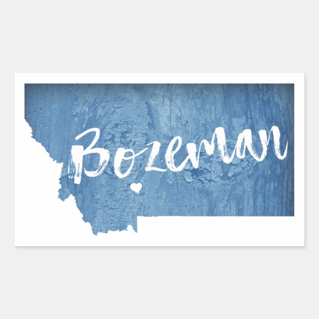 Pegatina Rectangular Bozeman, Montana (Anverso)