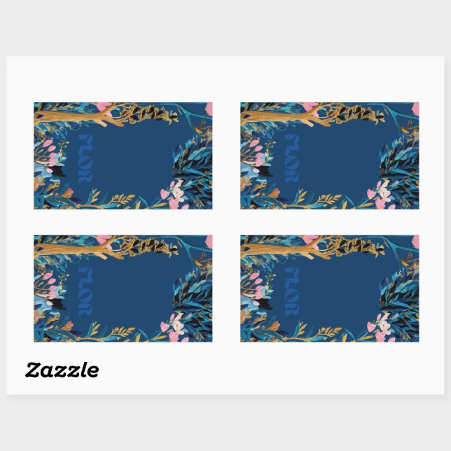 Pegatina Rectangular Branded Floral Wrap Card (Hoja)