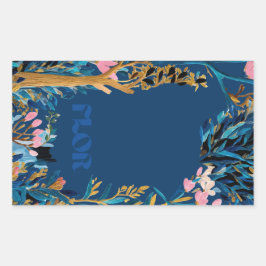 Pegatina Rectangular Branded Floral Wrap Card