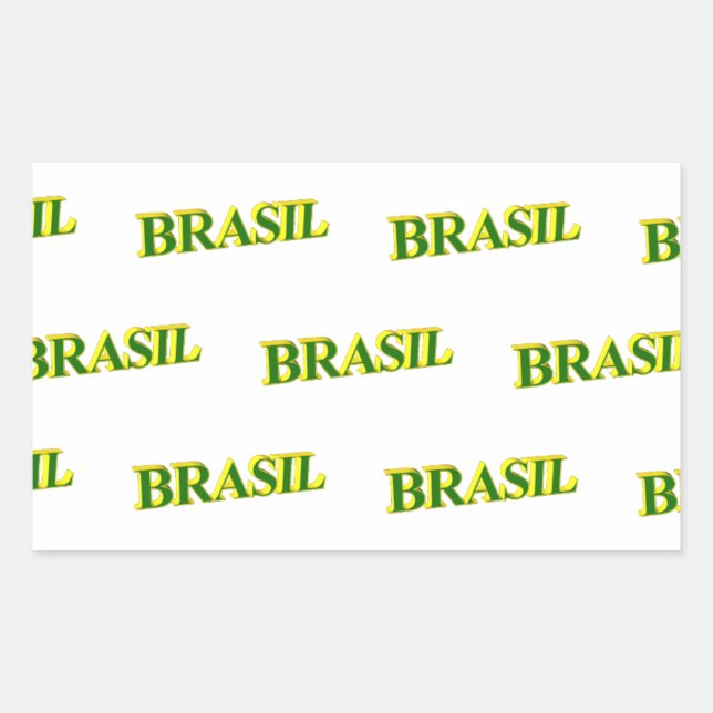Pegatina Rectangular Brasil 3D (Anverso)