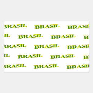 Pegatina Rectangular Brasil 3D