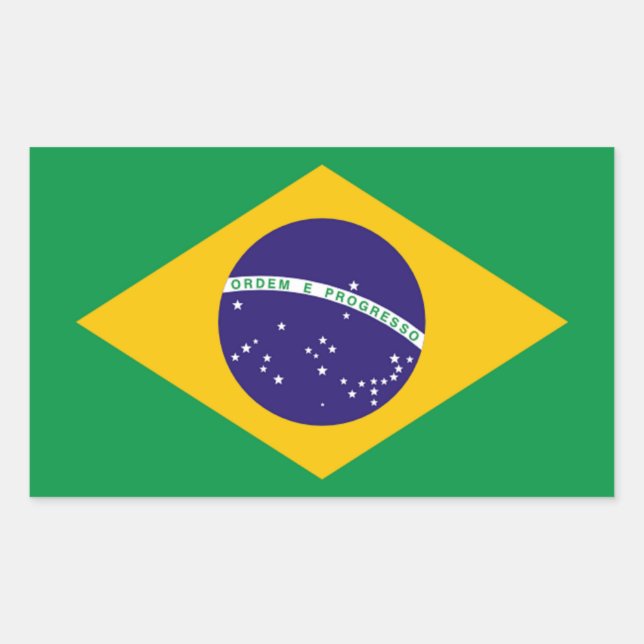 Pegatina Rectangular Brasil: Bandera de Brasil (Anverso)