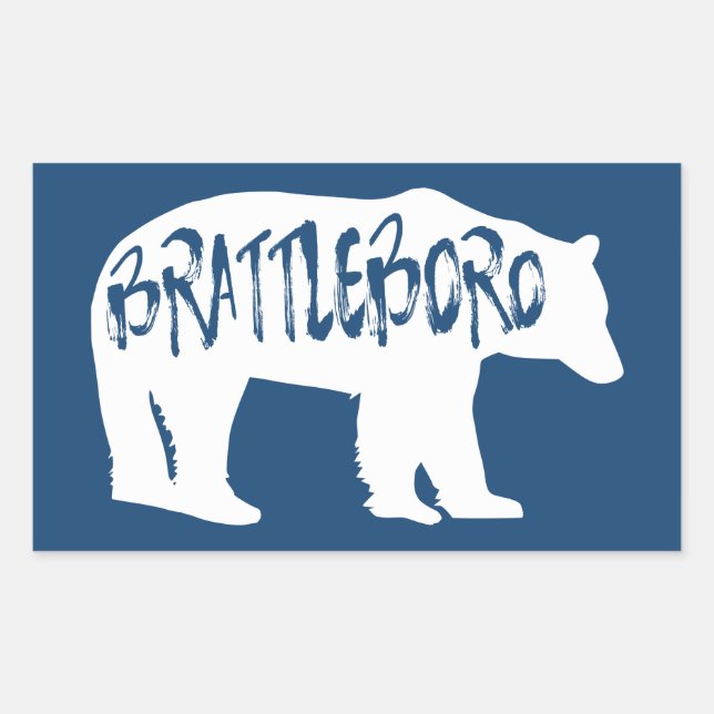 Pegatina Rectangular Brattleboro Vermont Bear (Anverso)
