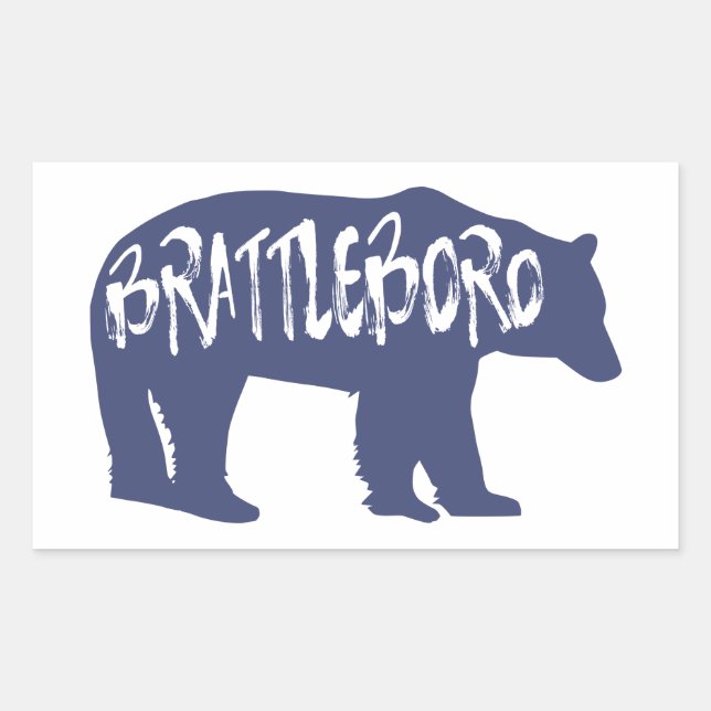 Pegatina Rectangular Brattleboro Vermont Bear (Anverso)