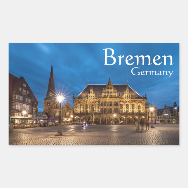 Pegatina Rectangular Bremen Alemania (Anverso)
