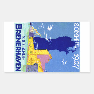 Pegatina Rectangular Bremerhaven Alemania 1927