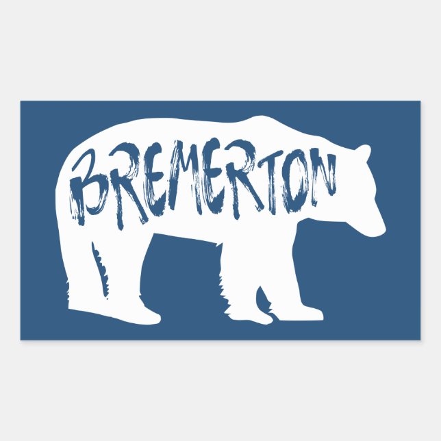 Pegatina Rectangular Bremerton Washington Bear (Anverso)
