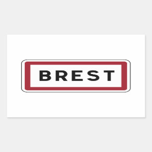 Pegatina Rectangular Brest, Rótulo vial, Francia
