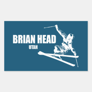 Pegatina Rectangular Brian Head Resort Utah Skier