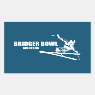 Pegatina Rectangular Bridger Bowl Montana Skier