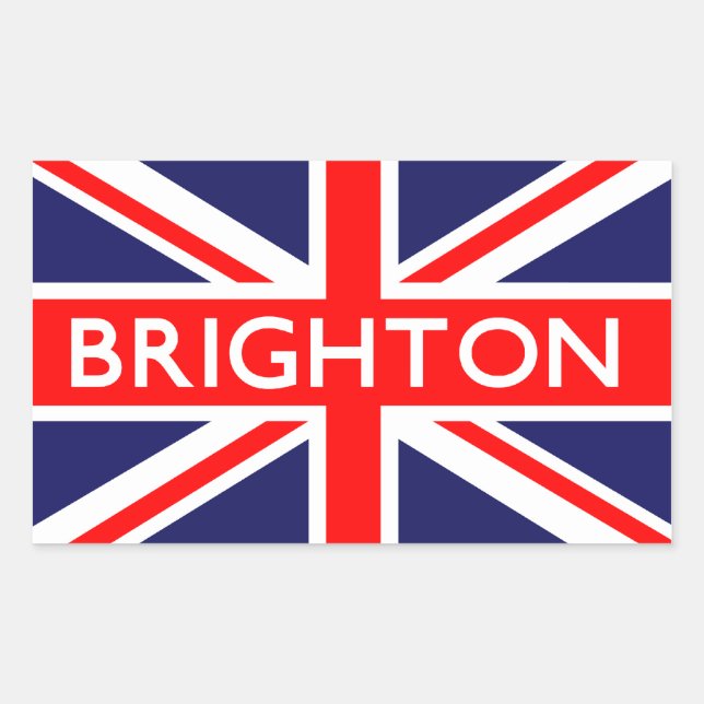 Pegatina Rectangular Brighton : Bandera británica (Anverso)