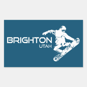 Pegatina Rectangular Brighton Resort Utah Snowboarder