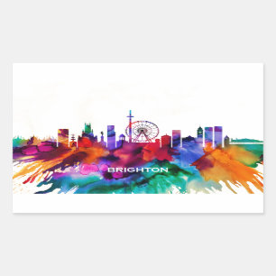 Pegatina Rectangular Brighton Skyline