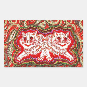 Pegatina Rectangular Brillantes gatos rojos psicodélicos (por Louis Wai