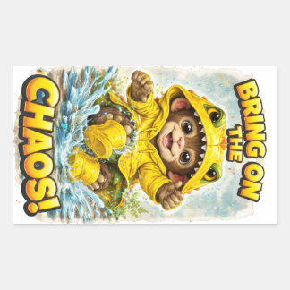 Pegatina Rectangular Bring on the Chaos Sticker Cute Dino