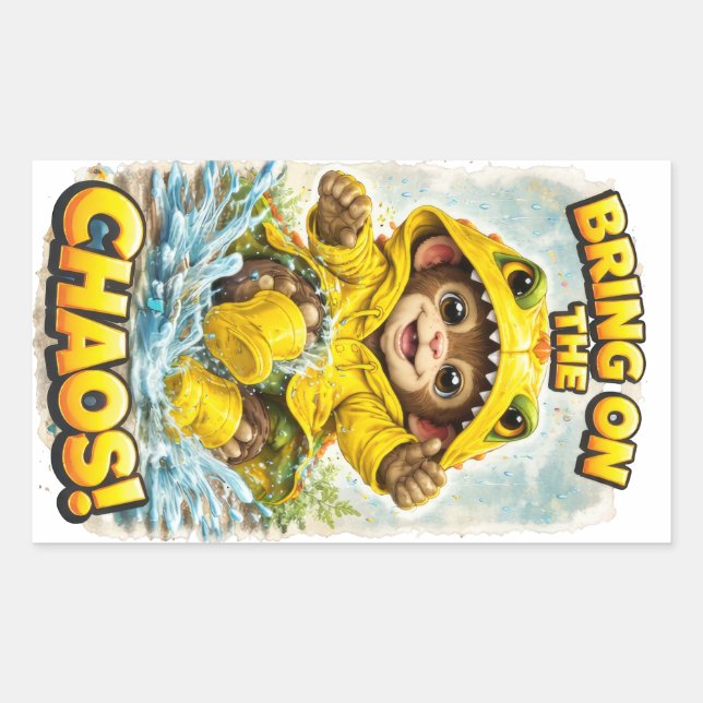 Pegatina Rectangular Bring on the Chaos Sticker Cute Dino (Anverso)