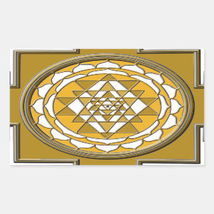 Pegatina Rectangular Bronce de Sri Yantra