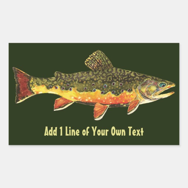 Pegatina Rectangular Brook Trout Fisherman (Anverso)