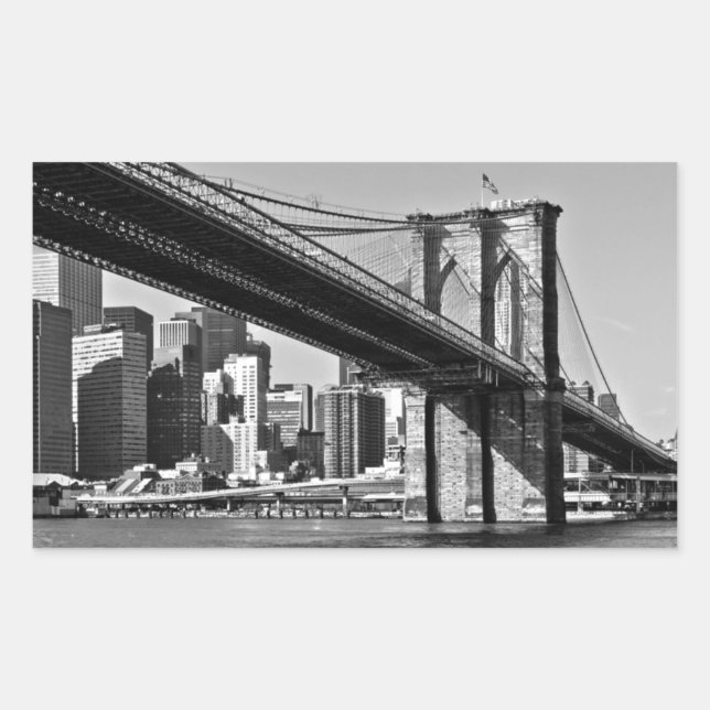 Pegatina Rectangular Brooklyn Bridge New York (Anverso)
