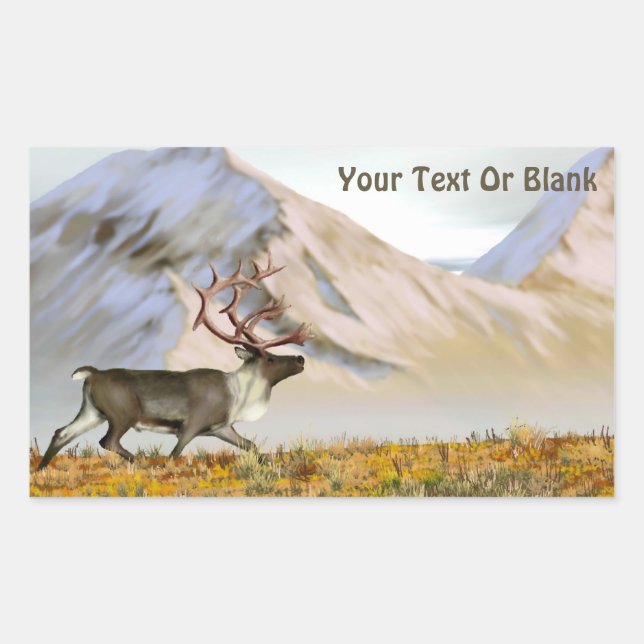 Pegatina Rectangular Brooks Range Caribou (Anverso)