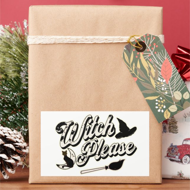 Pegatina Rectangular Bruja, por favor | Halloween (Vacaciones)