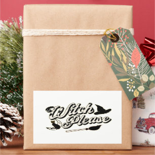 Pegatina Rectangular Bruja, por favor Halloween