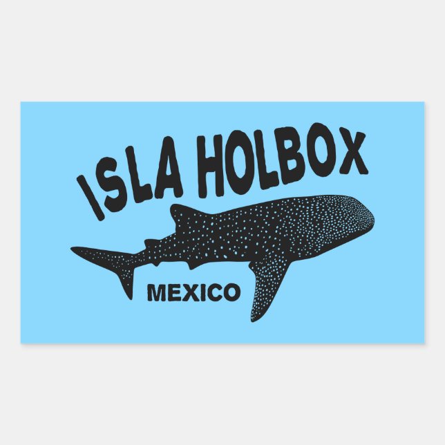 Pegatina Rectangular Buceo con tiburones ballena Isla Holbox México (Anverso)