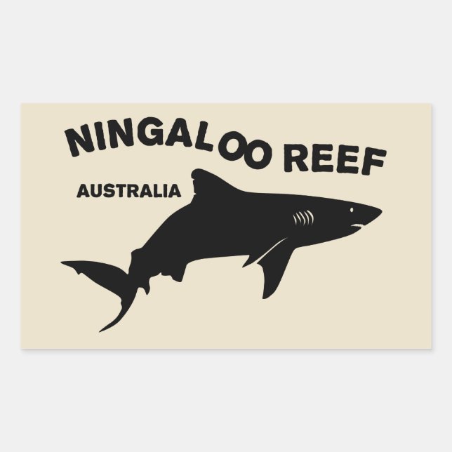 Pegatina Rectangular Buceo De Tiburón En Australia, Arrecife Ningaloo (Anverso)