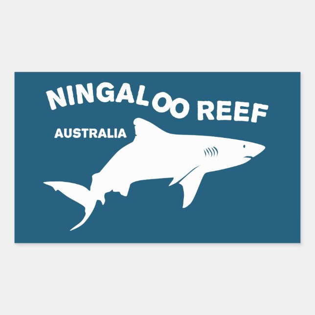 Pegatina Rectangular Buceo De Tiburón En Australia, Arrecife Ningaloo (Anverso)