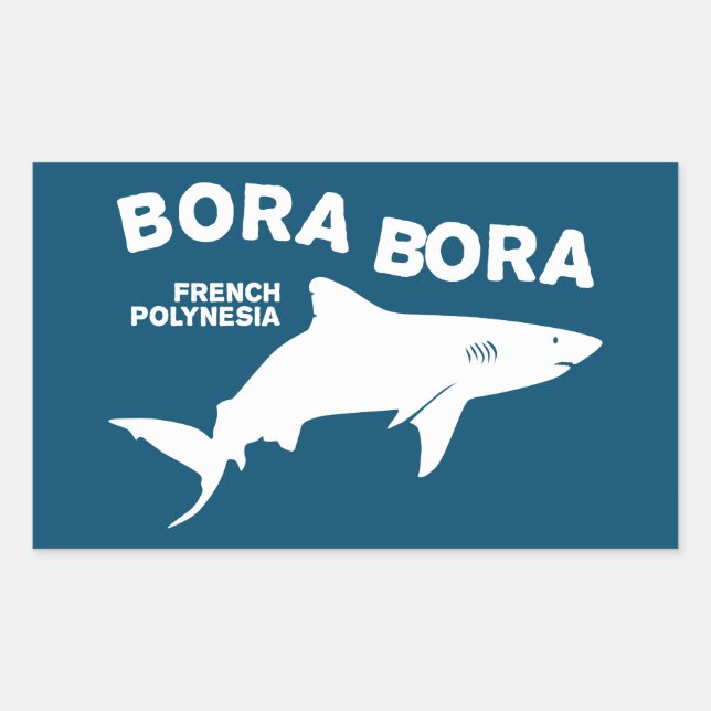 Pegatina Rectangular Buceo De Tiburón En Bora Bora (Anverso)