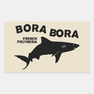 Pegatina Rectangular Buceo De Tiburón En Bora Bora