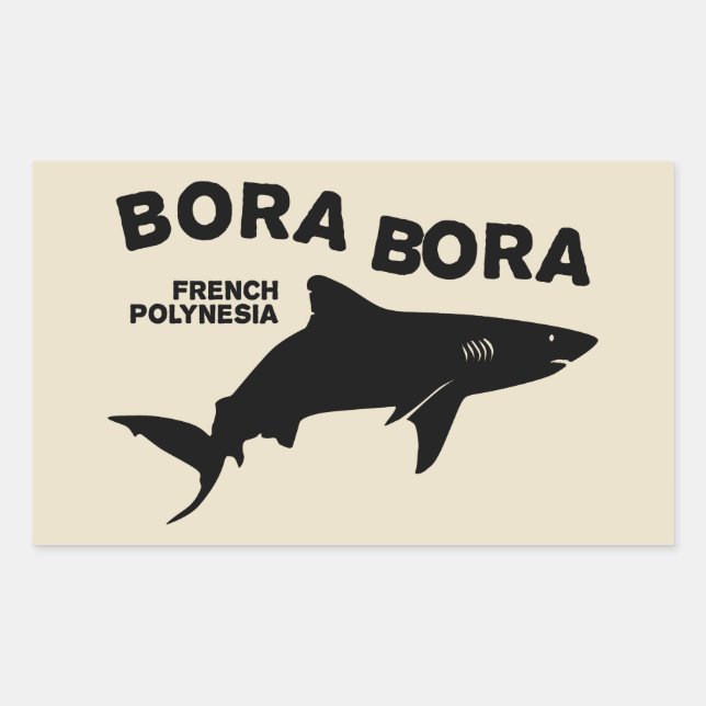 Pegatina Rectangular Buceo De Tiburón En Bora Bora (Anverso)