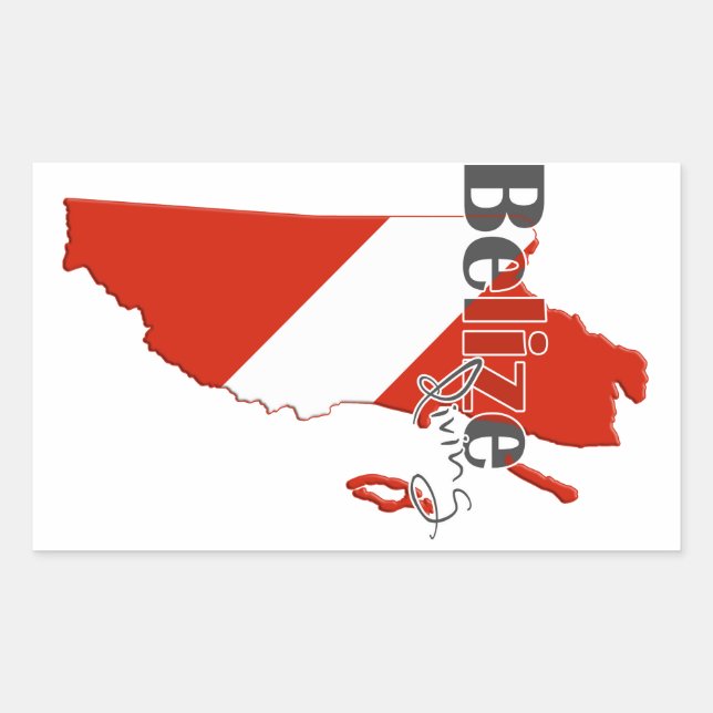 Pegatina Rectangular Buceo en Belice (Anverso)