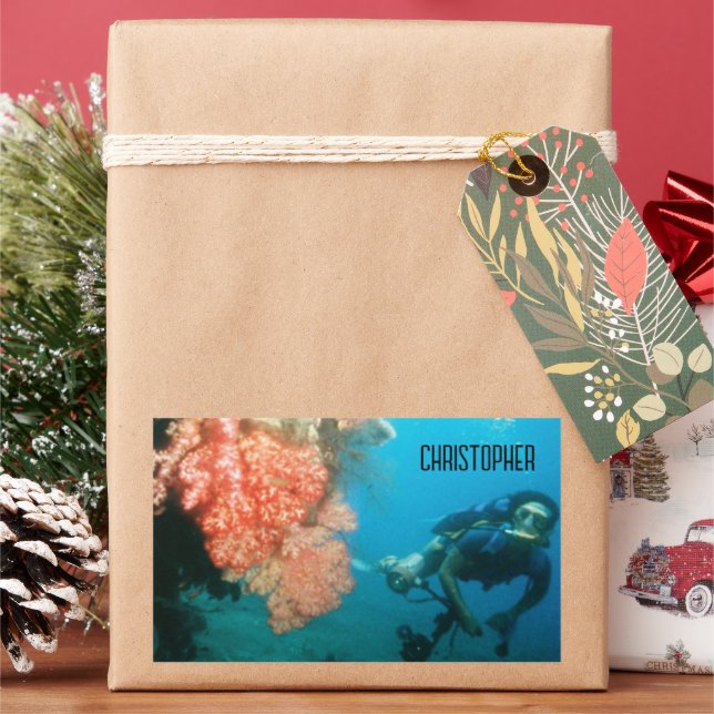 Pegatina Rectangular Buceo personalizado (Vacaciones)