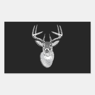 Pegatina Rectangular Buck on Black design White Tail Deer