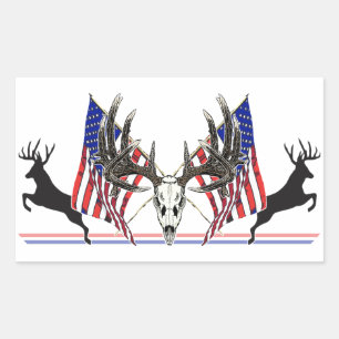Pegatina Rectangular Buck Patriotic Whitetail