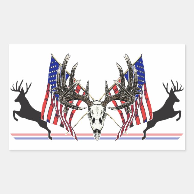 Pegatina Rectangular Buck Patriotic Whitetail (Anverso)