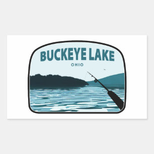 Pegatina Rectangular Buckeye Lake Ohio Pescador Rod