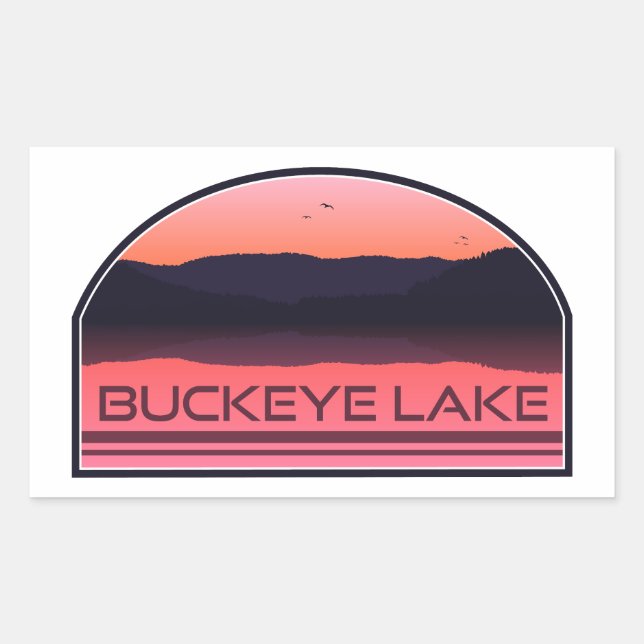 Pegatina Rectangular Buckeye Lake Ohio Red Sunrise (Anverso)