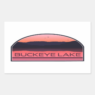 Pegatina Rectangular Buckeye Lake Ohio Red Sunrise