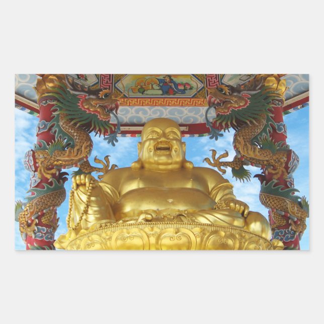 Pegatina Rectangular Buda chino (Anverso)
