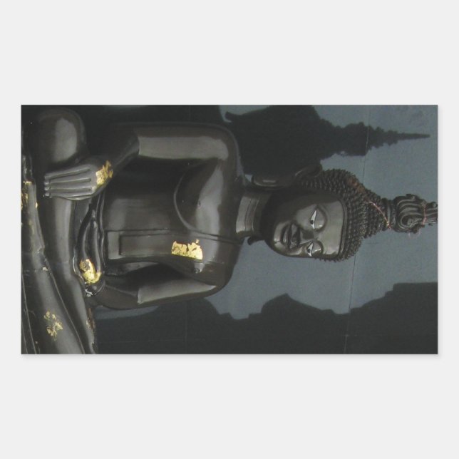 Pegatina Rectangular Buda negro... Nong Khai, Isaan, Tailandia (Anverso)