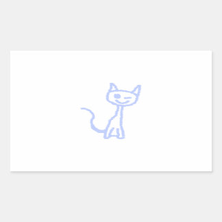 Pegatina Rectangular Buen gato guiño. Azul RNK.