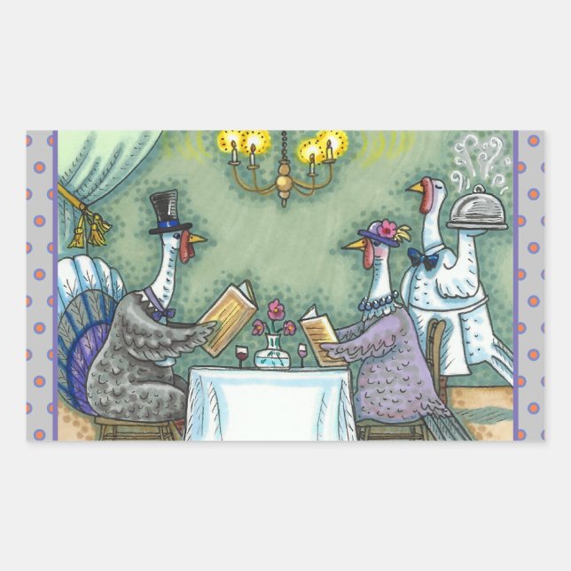 PEGATINA RECTANGULAR BUENA COMIDA EN TURQUÍA, GRACIAS AL HUMOR DE AVES (Anverso)