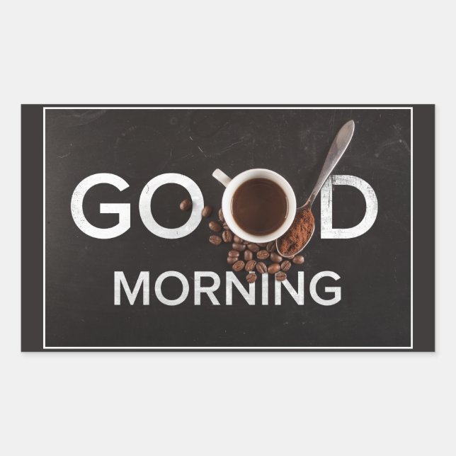 Pegatina Rectangular Buenos días pegatinas de café (Anverso)