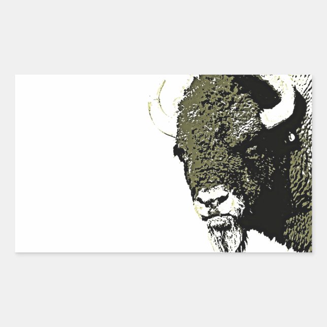 Pegatina Rectangular Búfalo - Bison (Anverso)