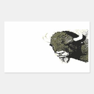 Pegatina Rectangular Búfalo - Bison