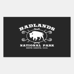 Pegatina Rectangular Búfalo del Parque Nacional Badlands