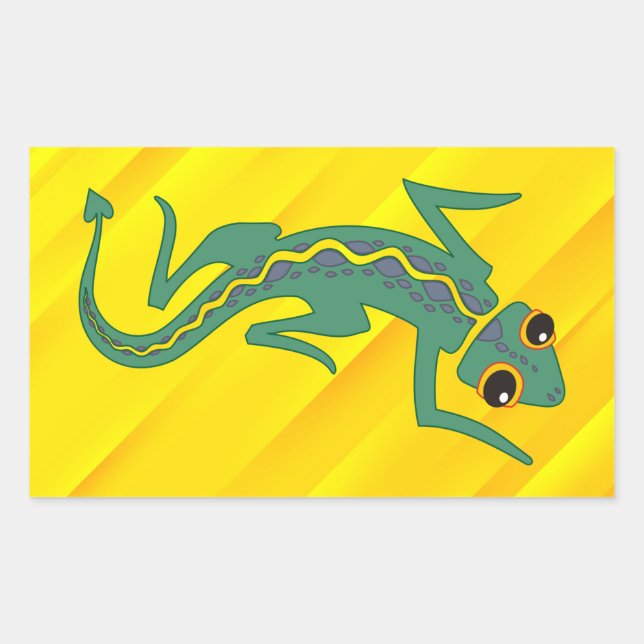 Pegatina Rectangular Buggi Green Lizard Artistic Clipart-27847 (Anverso)